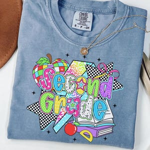 Comfort Colors®Second Grade Teacher Shirt Comfort Colors | Retro Colorful 2nd Grade Tee | Back to School Teacher Outfit Groovy Classroom Tee