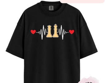 Comfort Colors® Chess Heartbeat Shirt, Chess Lover Heartbeat Tee, Minimal Chess Love Shirt, Chess Player Gift, Romantic Chess T Shirt