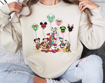 Retro Micky und Freunde Weihnachten Sweatshirt, Disneyland Sweatshirt, Vintage Disneyland Weihnachten Sweatshirt, Weihnachten Familien Matching