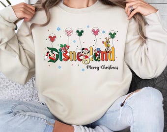 Retro Micky und Freunde Weihnachten Sweatshirt, Disneyland Sweatshirt, Vintage Disneyland Weihnachten Sweatshirt, Weihnachten Familien Matching