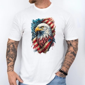 American Flag Bald Eagle T-Shirt, Patriotic USA Graphic Tee, 4th of July Shirt for Men, Vintage American Pride Shirt,Independence Day Outfit