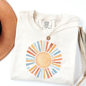 Chemise motif soleil, chemise soleil femme fille, T-shirt vacances d&#39;été, chemises de voyage d&#39;été filles, vacances à la plage, t-shirt beachy vibes, t-shirt d&#39;été