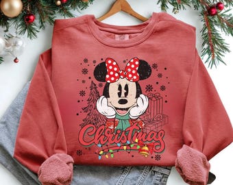 Retro Minnie Christmas, Minnie Mouse Christmas Shirt, Disney Family Shirt, Minnie Christmas Sweatshirt, Disney Mouse Christmas Sweatshirt