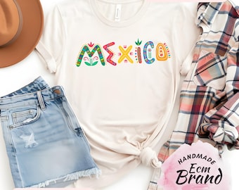 Mexico Shirt, Colorful Mexican Folk Art Tee, Mexico Travel Graphic Shirt, Mexican Pride Outfit, Gift for Mexico Lovers