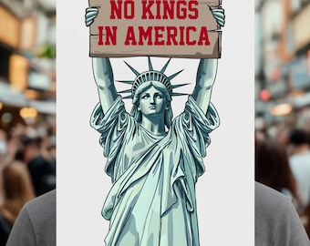Protestbord tegen Trump • No Kings in America • Bord voor politieke tuin • Protestposter Vrijheidsbeeld • Bord tegen dictatuur VS