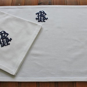 Monogrammed Personalized Embroidered Cloth Placemats - Table Linen All Initials Available - Special Gift