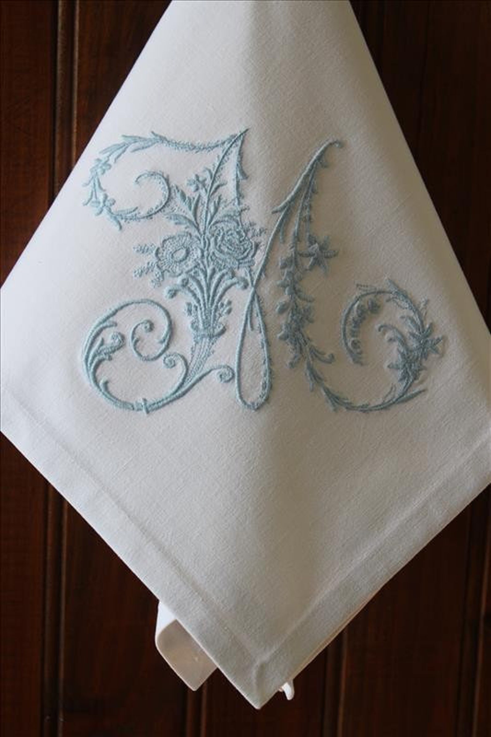 Monogrammed Napkins Monogram Napkin Personalized Embroidered Etsy