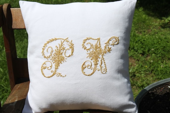 Vintage French Metis Linen Embroidered Double Monogrammed Etsy