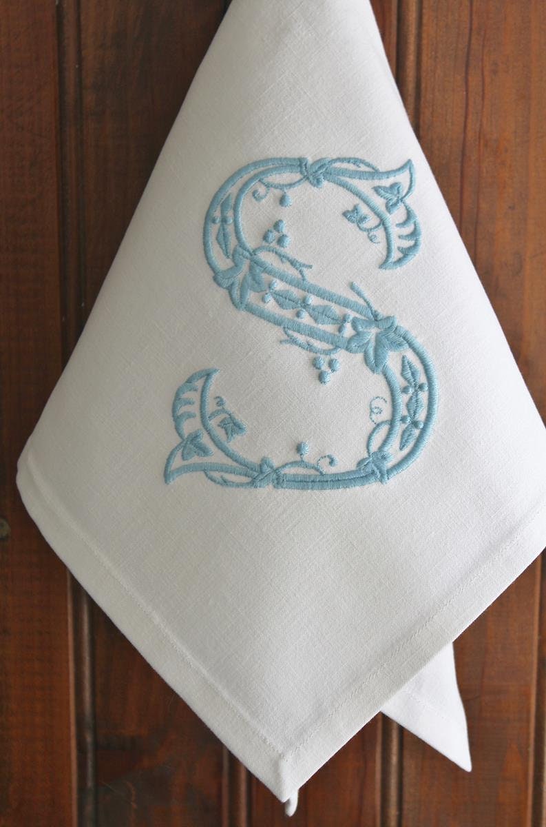 Serviette Monogramme Brodée Personnalisée - Serviette en Tissu Dîner Cadeau Spécial