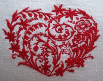 Vintage French Metis Linen Embroidered Heart Cushion Cover Different Colours Available Ideal Valentines gift