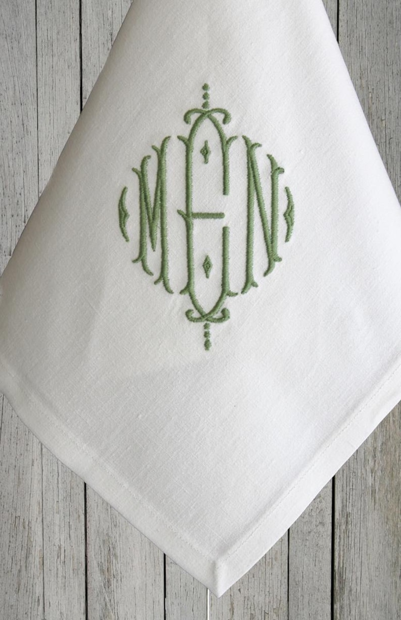 Monogrammed Napkins Monogram Napkin Personalized Embroidered Etsy