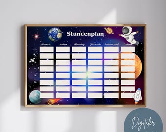 Space Timetable for Children | Timetable Template | Gift for First Day of School | Nursery Organization | School Planner