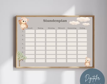 Children's Timetable Bear | Timetable Template | Timetable to Print | School Enrollment | Nursery Organization | School Planner