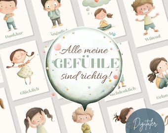 Karty Emocji dla Dzieci: Zrozumienie Emocji, Karty Edukacyjne Montessori dla Dzieci, Karty Emocji: Zrozumienie i Rozwój Emocji, Prezent dla Dzieci