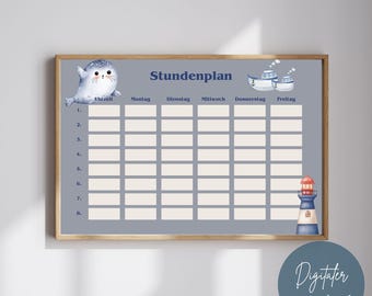 Children's Timetable Seal | Timetable Template | Gift for First Day of School | Nursery Organization | School Planner
