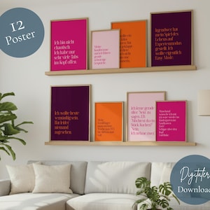 Poster Set 12 Sprüche Lustig Mindset Humor Spruchposter Wanddeko Modern Geschenk Freundin Kollegin Humor Bilder Set Pink Orange Download
