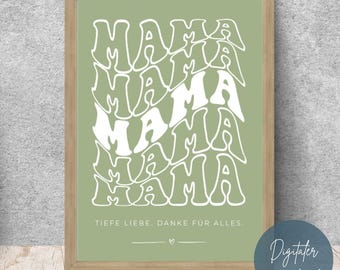 Mother's Day gift, gift idea, Mother's Day gift, thank you mom, poster, mom retro