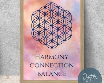 Póster de la Flor de la Vida, Impresión de Arte Espiritual, Imagen Energética, Decoración de Pared, Idea de Regalo Espiritual, Meditación, Imagen de Figura Geométrica
