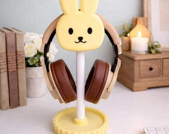 Soporte para auriculares con forma de conejito, organizador de escritorio kawaii, decoración para estanterías de oficina en casa, soporte para auriculares con adornos de joyería