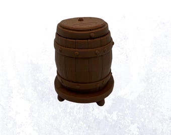 Portadados de barril impreso en 3D: accesorio de D&D estilo taberna