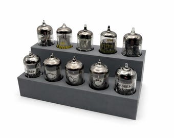 Vacuum Tube Display Stand & Holder - Fits 10 Tubes - 12AX7, EF86, ECC83, 6267, Custom Colors