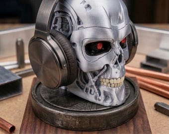 Support pour casque ou chapeau style endosquelette Terminator, tête de mort T-800, décoration d'étagère de bureau à domicile