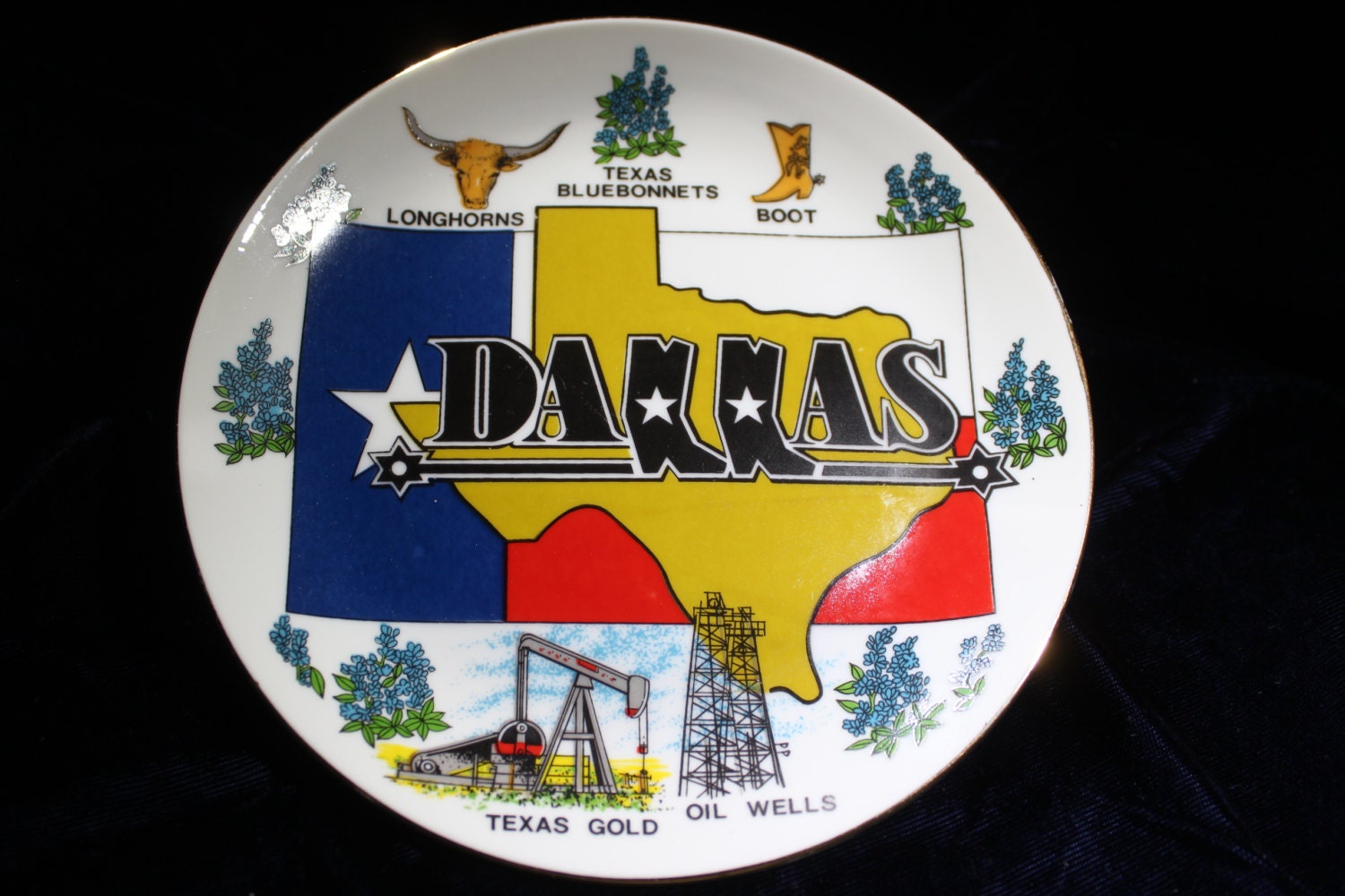 Vintage DALLAS TEXAS Souvenir Collectible Plate Dish Wall Etsy