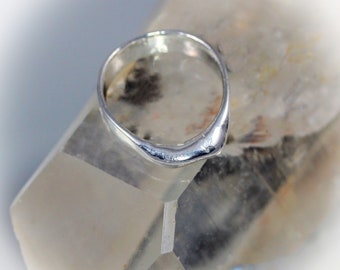 Shiny Fine Silver Fusion Dual Drip Ring with Cool Faceted Hammer Pattern, SIZE 8