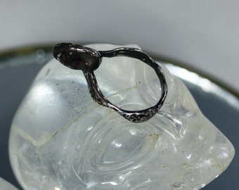 Aliens Are Real Ring, Spooky Darkened Fine Silver Fusion Drip Ring SIZE 6