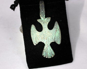 Heavily Tarnished Sterling DOUBLE-HEADED EAGLE Pendant Art