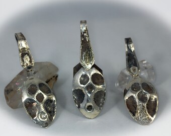 Abstract Sterling Off-Set SPOOKY SKULL Spoon Hammer Art Pendants Set of 3