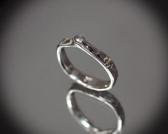 Big 'N' Beefy Fine Silver Fusion Drip Ring with Thick Heavily Embossed Rounded Square Banded Ring Shank, SIZE 13