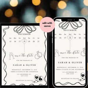 Invitación de boda minimalista editable, invitación de boda moderna y sencilla, postal de invitación de boda, evite digital, electrónica