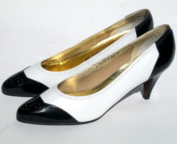 black and white wing tip heels