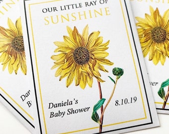 Baby Shower Seed Packet Favors - Ray of SUNSHINE! Sunflower Baby Shower Favors (Set of 20) 2.5” x 3.25” - Personalized
