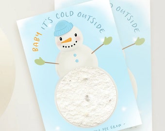 Plantable Baby Shower Favors | Baby it's Cold Outside Snowman Party Favor Seeds™ | (set of 10) | BLANK or PERSONALIZED - Wildflower Seeds