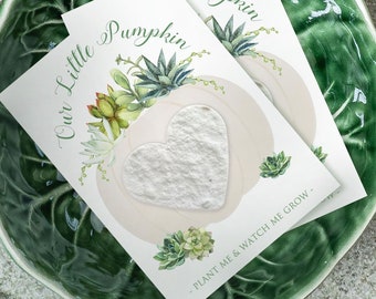 Plantable Baby Shower Favors | White Pumpkin/Succulents 2.5" x 3.5" (set of 10) - Wildflower (please read description)