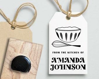 Custom Kitchen Stamp - Personalized Kitchen Stamp - 2 x 3 Wood Mount Stamp and Black Ink Pad | MIXING BOWL