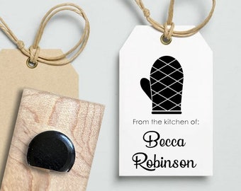 Custom Kitchen Stamp - Personalized Kitchen Stamp - 2 x 3 Wood Mount Stamp and Black Ink Pad | OVEN MITT