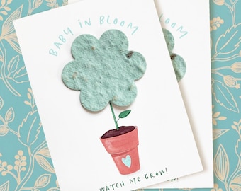 Plantable Baby Shower Favors | Baby in Bloom | 2.5" x 3.5" (set of 10) | BLANK or PERSONALIZED - Wildflower | BLUE (please read description)