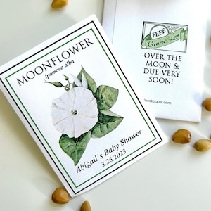 Custom Seed Packets: Over the Moon Moonflower Baby Shower Favors - with or without seeds (Set of 20 - 2.5" x 3.5")
