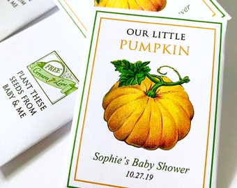 Custom Seed Packets: Our Little Pumpkin Baby Shower Favors - with or without pumpkin seeds (Set of 20 - 2.5" x 3.25")