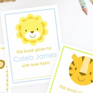 Personalized Zoo Animal Bookplates – Custom Baby Book Labels, Set of 12