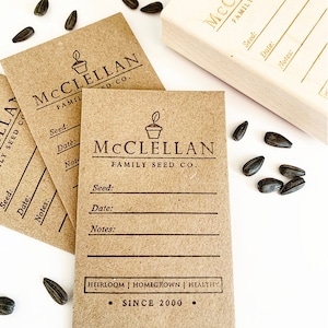 Personalized Garden Seed Stamp and Ink Pad - 2x3 Inch Seed Harvest Design