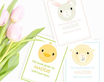 Custom Bookplates - Spring Easter Bookplate Stickers - Set of 12 Peel & Stick Labels - FREE U.S. SHIPPING