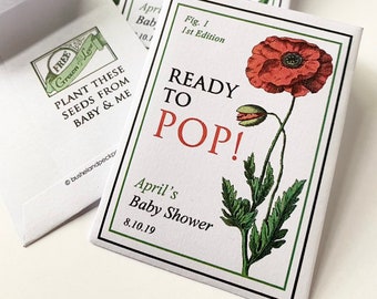 Custom Poppy Seed Baby Shower Favors: Ready to Pop! (Set of 20 - 2.5x3.5&quot;)