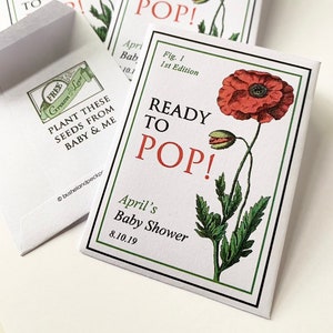 Custom Poppy Seed Baby Shower Favors: Ready to Pop! (Set of 20 - 2.5x3.5&quot;)