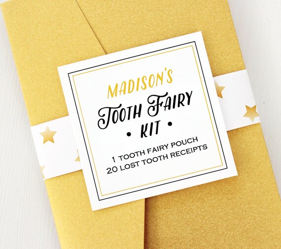 Tooth Fairy Kit - FREE U.S. SHIPPING : Custom Tooth Fairy Bag & Lost Tooth Receipts - Personalized Tooth Fairy Kit Il_570xn