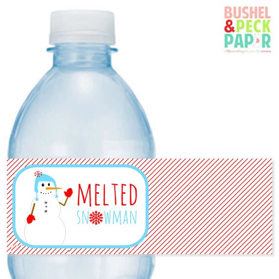 Melted Snowman Water Bottle Labels | Etsy