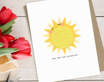 Growable Greetings | Plantable Seed Paper Card | 1 Single Blank Folded Note | You Are My Sunshine
